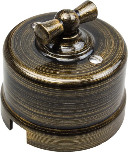 Выключатель-ретро пластик Bironi Лизетта 2-кл. бронза картинка